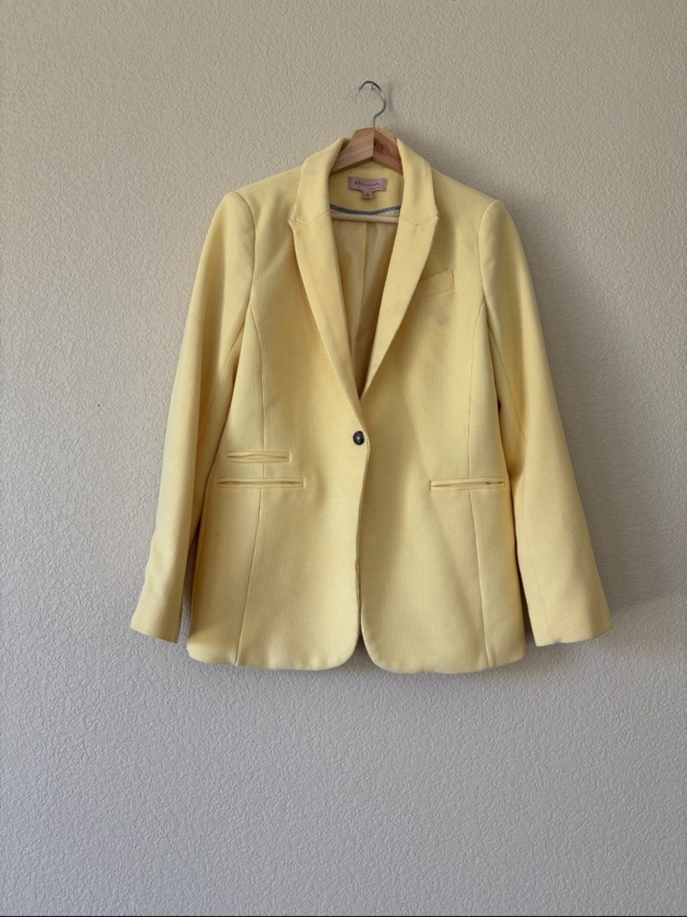 Philosophy Yellow Women's Single-Button Waffle Knit Blazer
